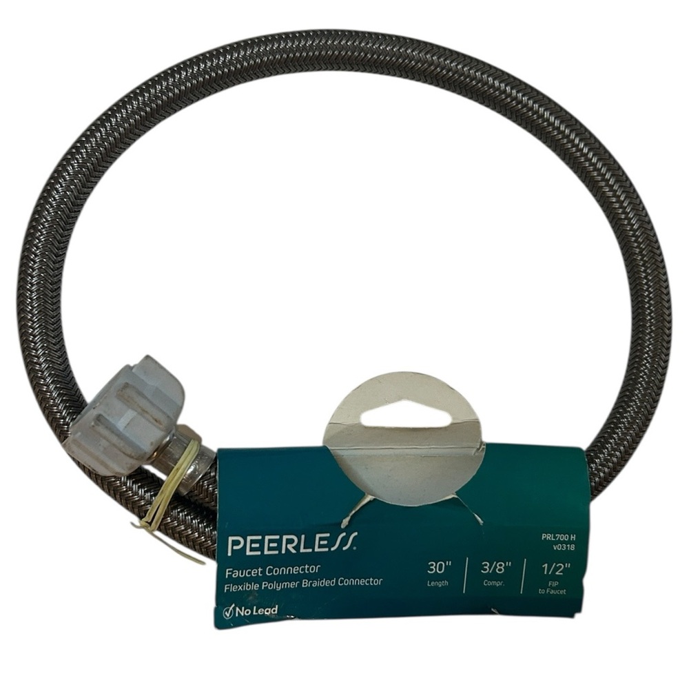 Peerless Faucet Connector 30" Braided Polymer Hose 3/8" Comp x 1/2" FIP No-Lead